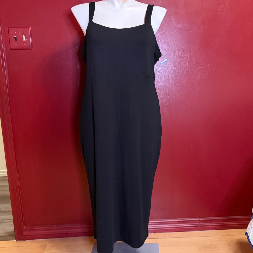 Good American‎ Sculpting Tank Midi Dress Size 7 4X Black Classic Sexy Chic Sleek